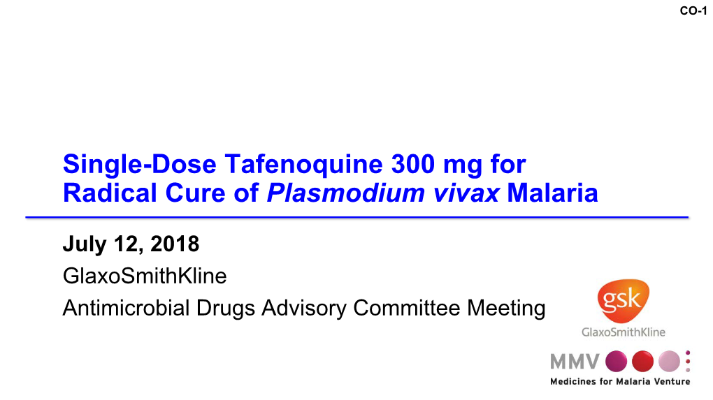 Single-Dose Tafenoquine 300 Mg for Radical Cure of Plasmodium Vivax Malaria