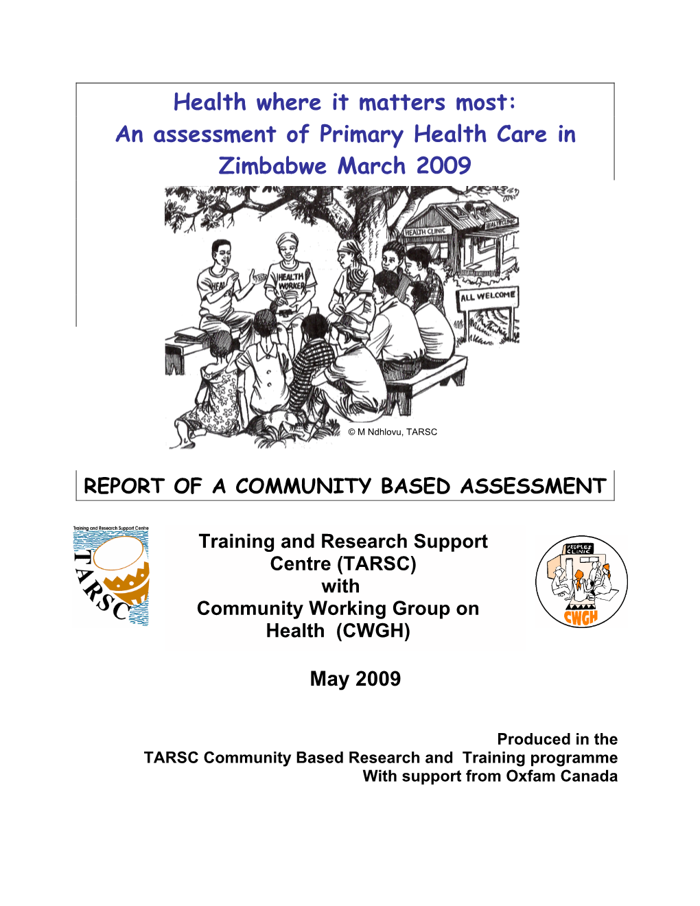 An Assessment of Primary Health Care in Zimbabwe March 2009