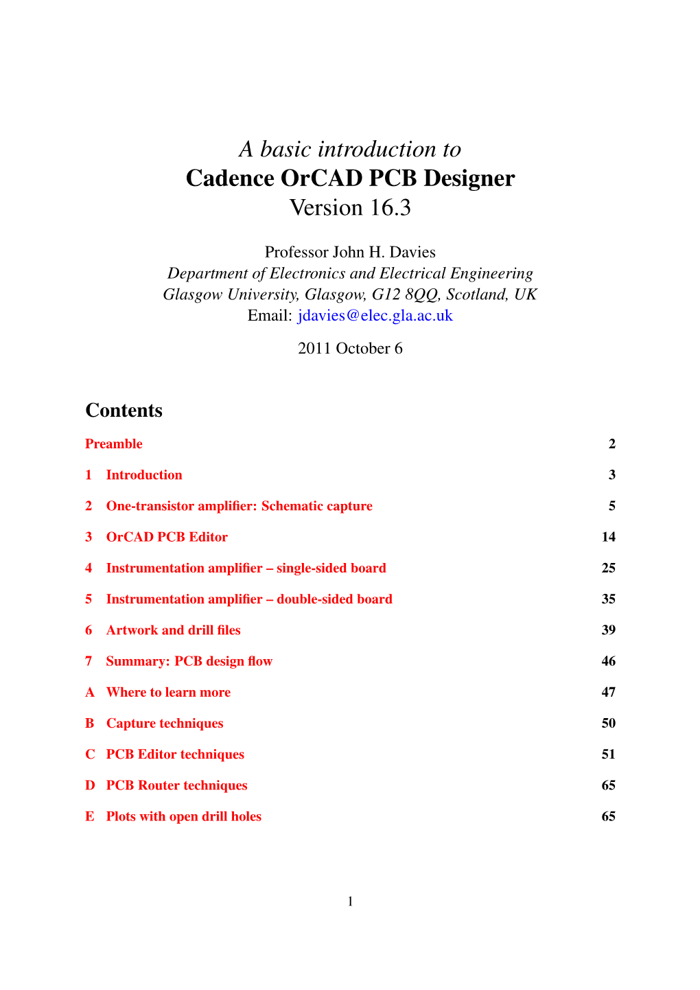 A Basic Introduction to Cadence Orcad PCB Designer Version 16.3