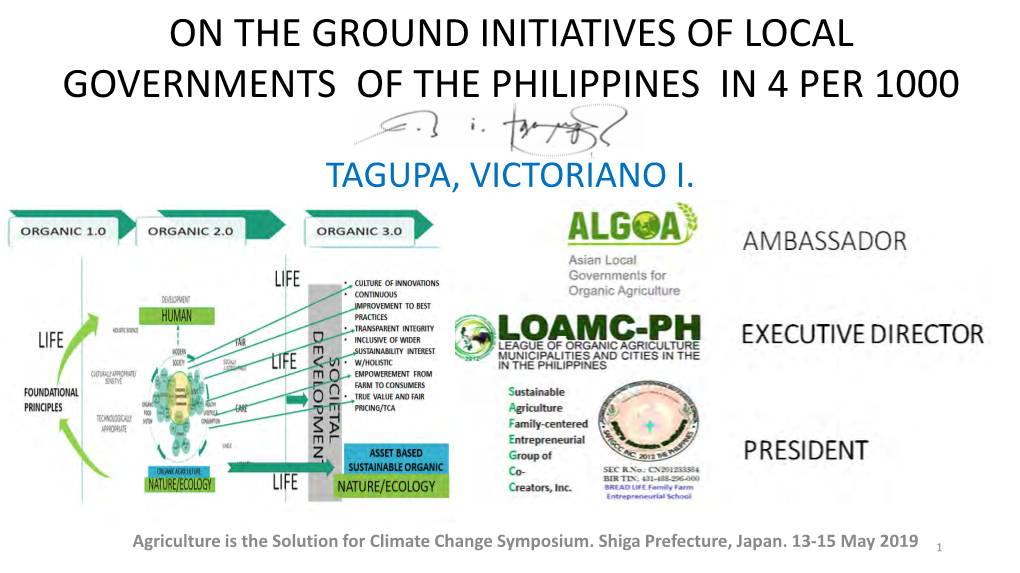 On the Ground Initiatives of Local Governments of the Philippines in 4 Per 1000