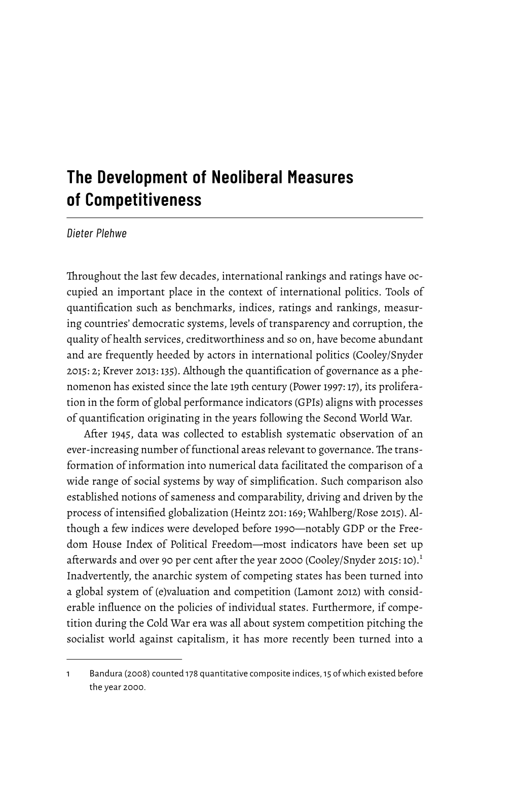 The Development of Neoliberal Measures of Competitiveness