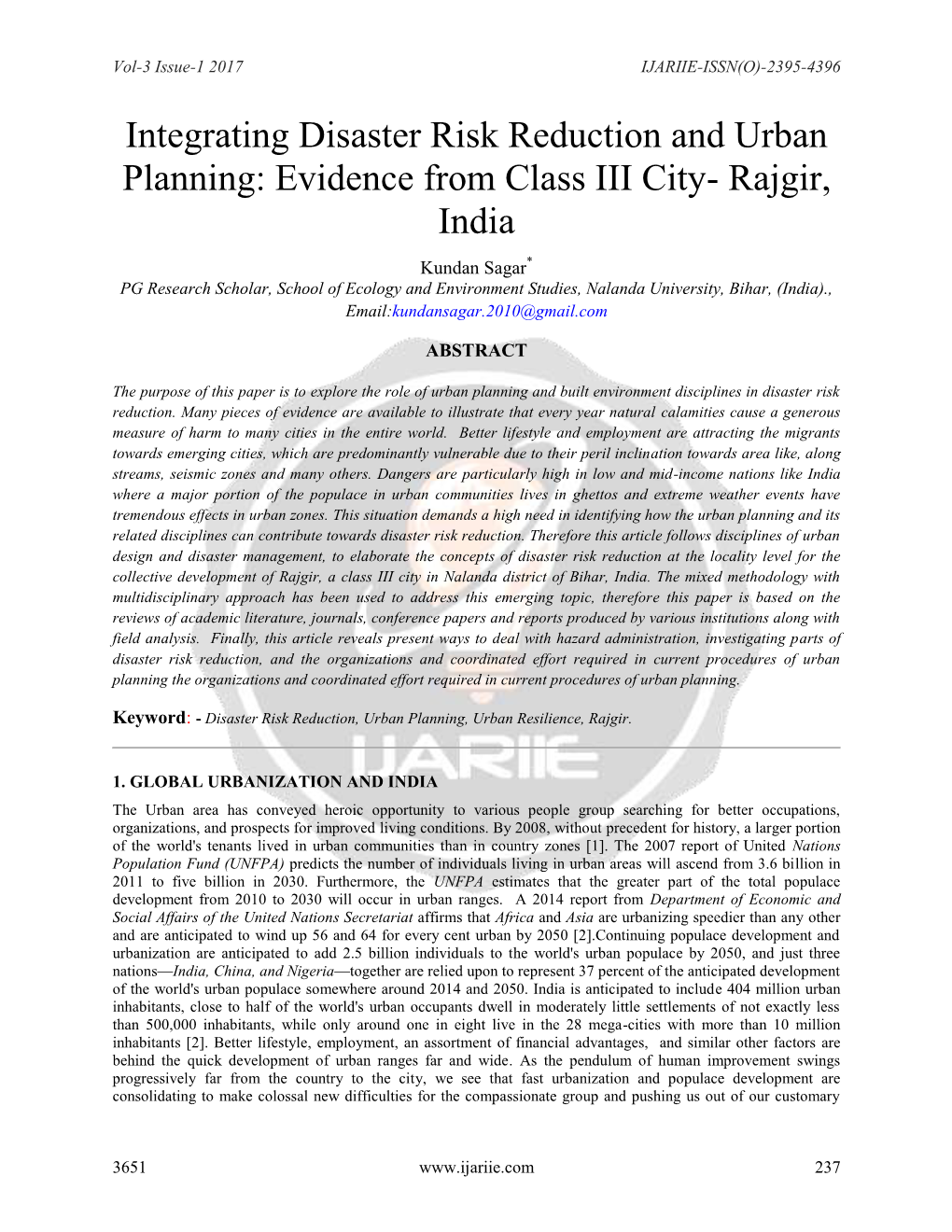 Integrating Disaster Risk Reduction and Urban Planning