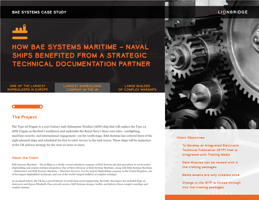 How Bae Systems Maritime – Naval Ships Benefited from a Strategic Technical Documentation Partner