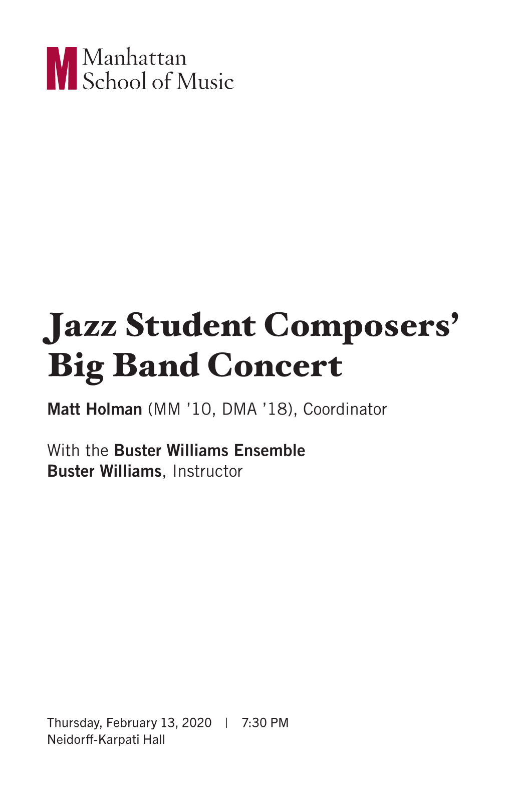 Jazz Student Composers' Big Band Concert