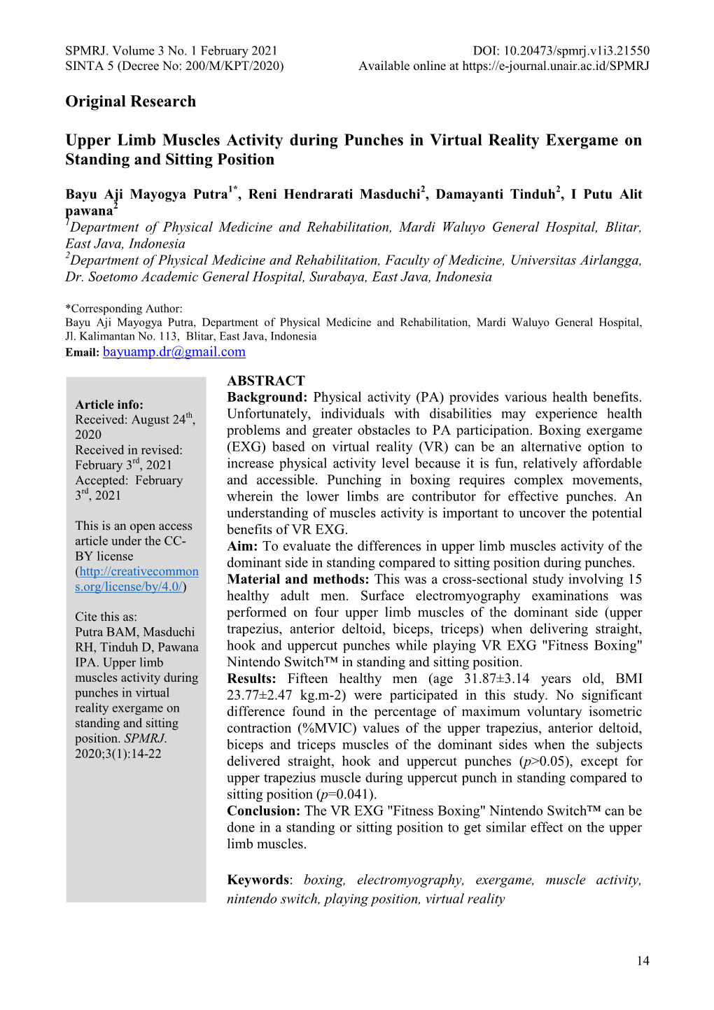 Surabaya Physical Medicine and Rehabilitation Journal, February 2021, Vol