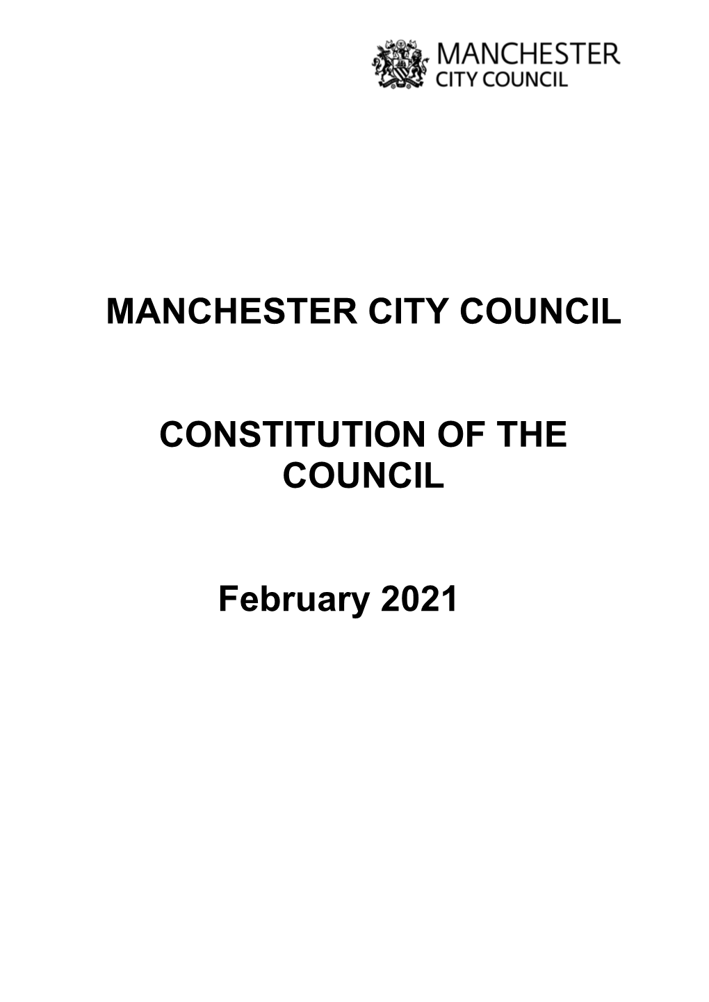 Manchester City Council Constitution of the Council