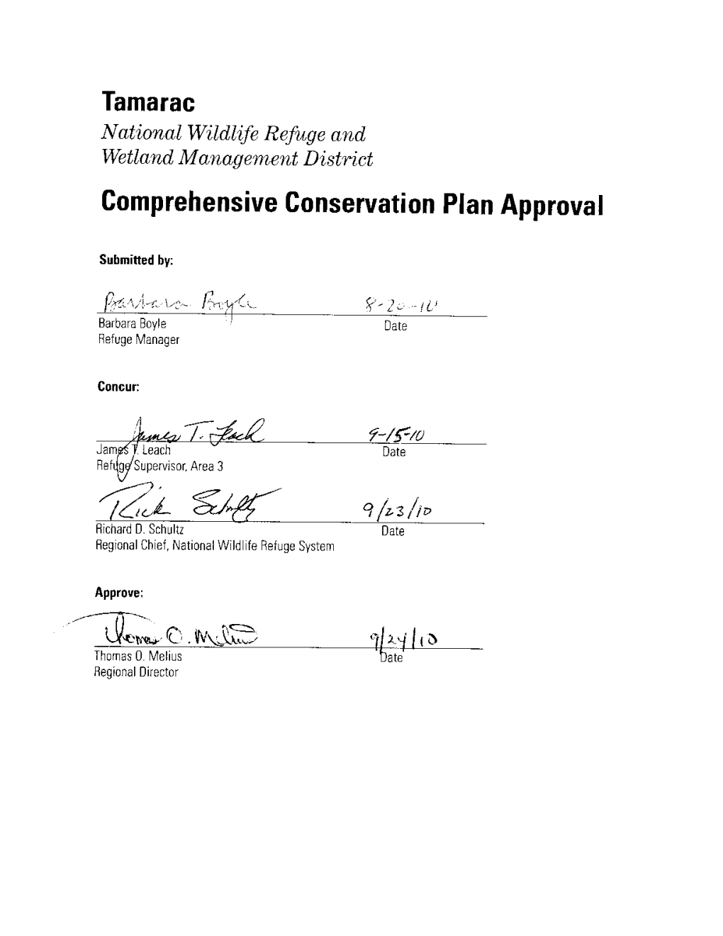 Comprehensive Conservation Plan Table of Contents
