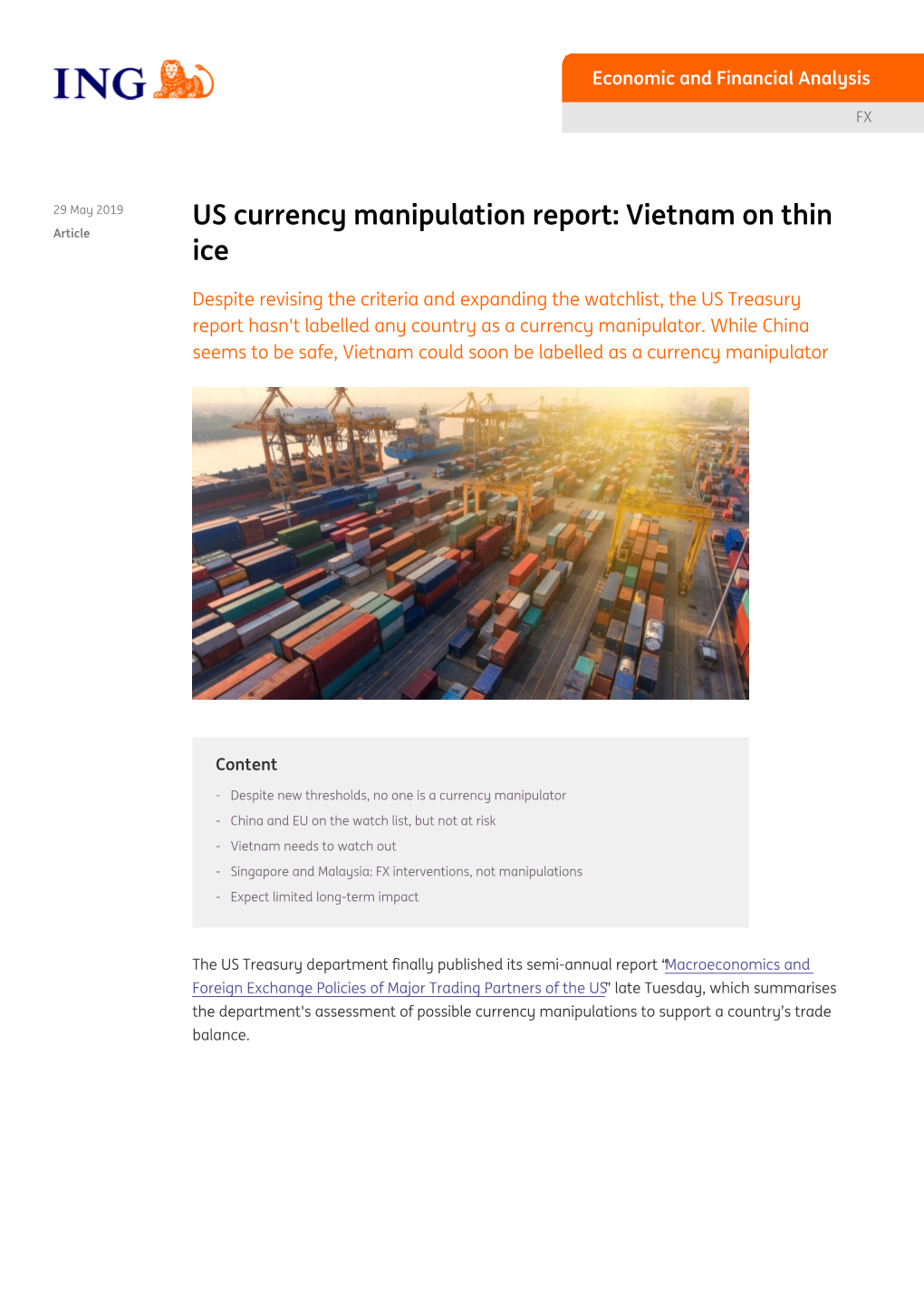 PDF | US Currency Manipulation Report: Vietnam on Thin