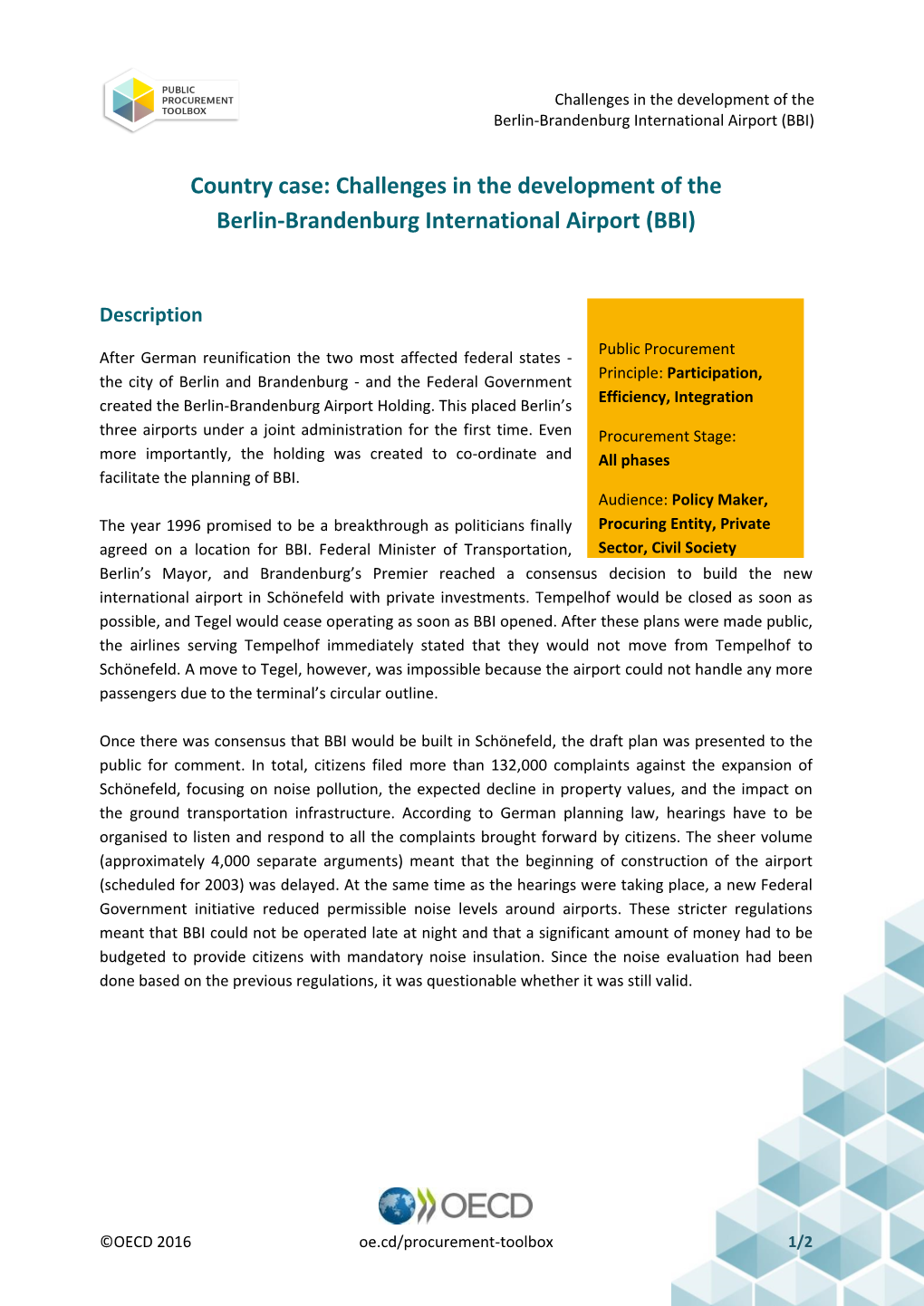 Challenges in the Development of the Berlin-Brandenburg International Airport (BBI)