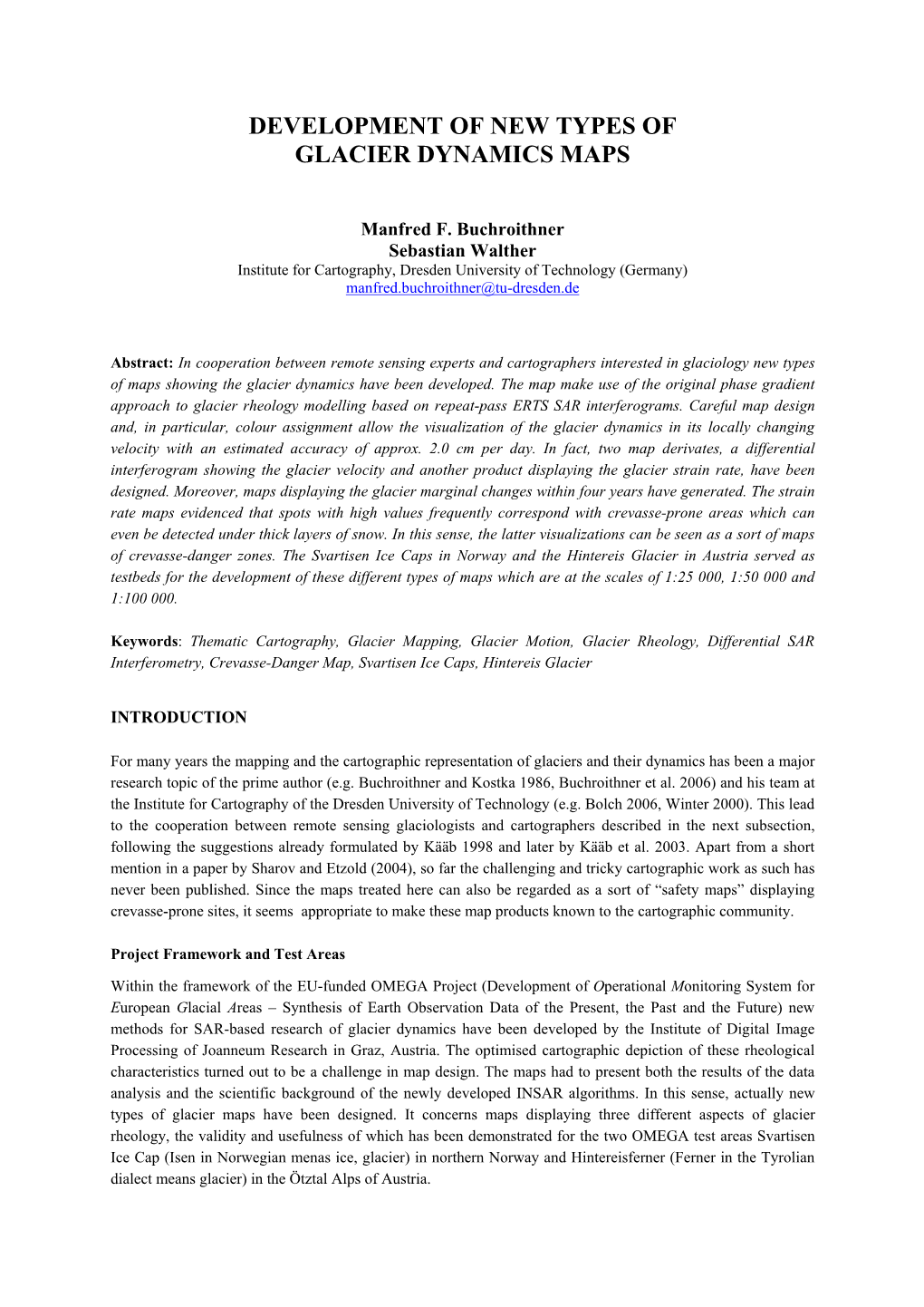 Development of New Types of Glacier Dynamics Maps