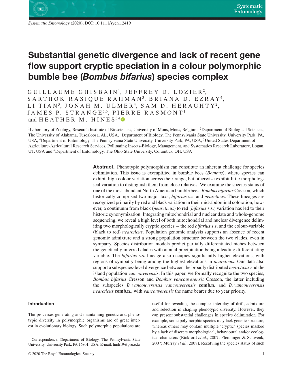 Substantial Genetic Divergence and Lack of Recent Gene Flow Support
