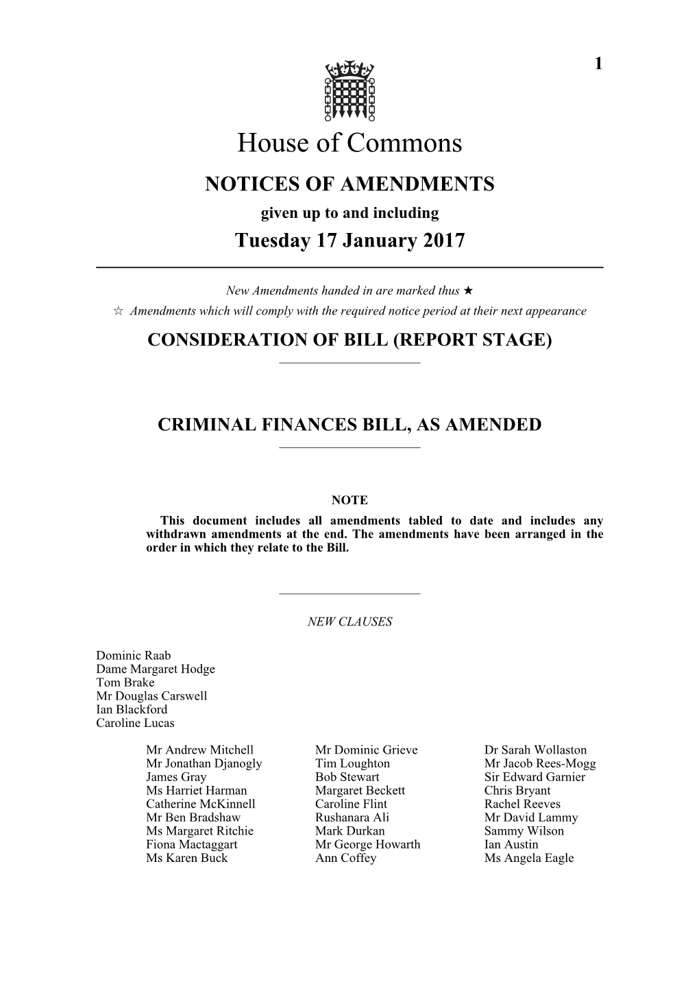 Criminal Finances Bill, As Amended