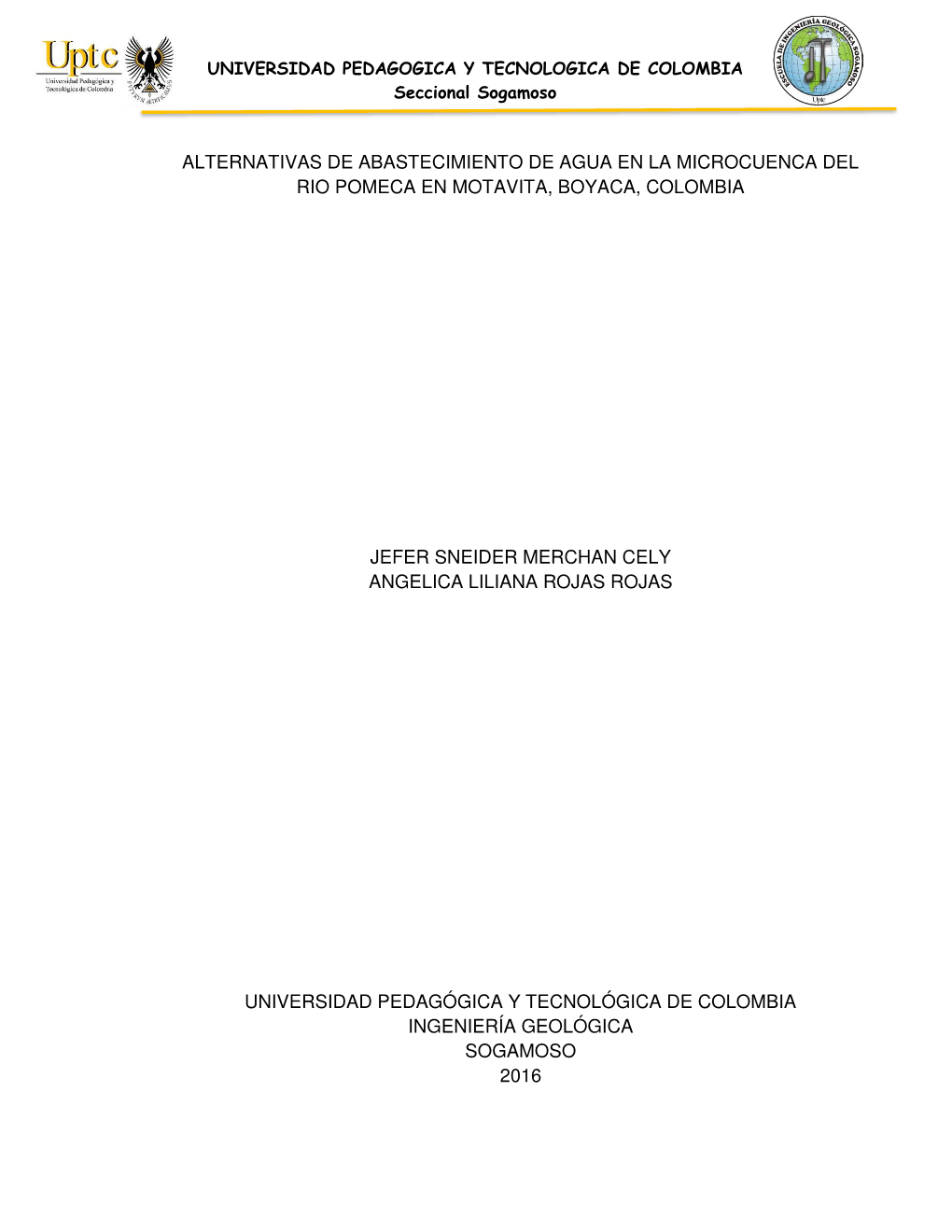 Alternativas De Abastecimiento De Agua En La Microcuenca Del Rio Pomeca En Motavita, Boyaca, Colombia