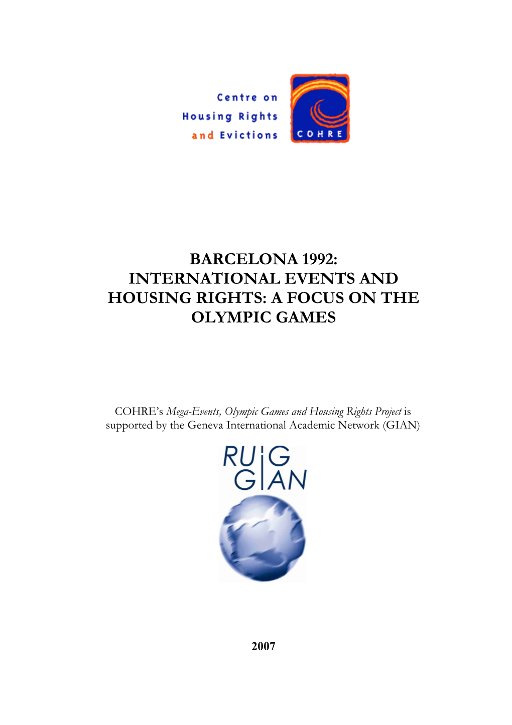 International Events and Housing Rights: a Focus on the Olympic Games