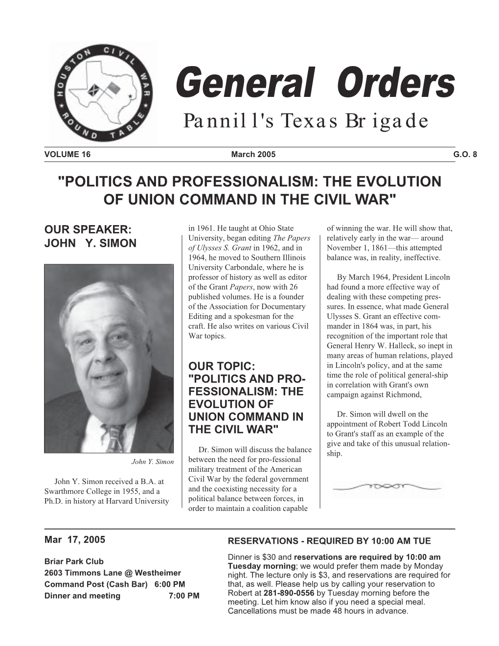 March 2005 General Orders Vol. 16 No. 8