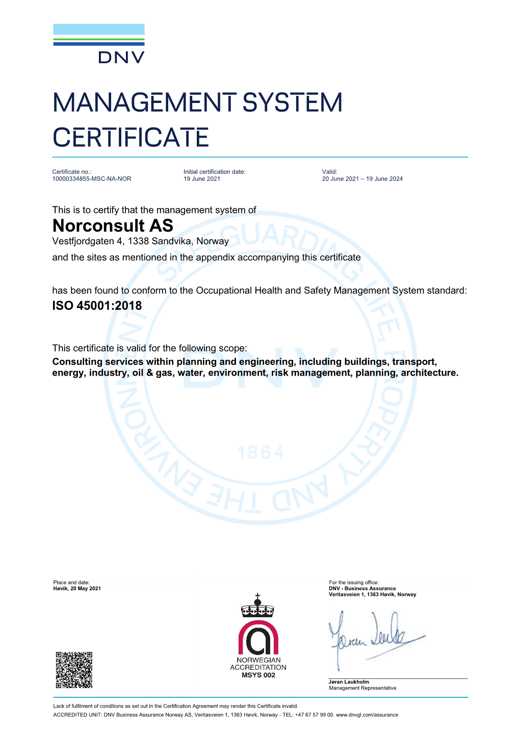 MSC Certificate