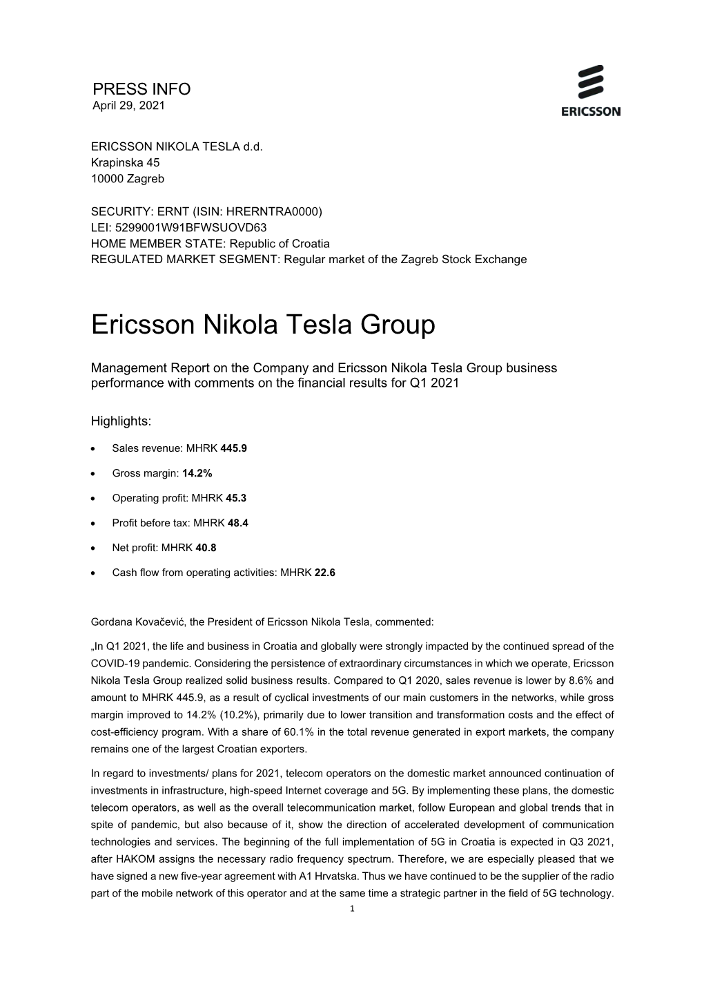 Ericsson Nikola Tesla Group