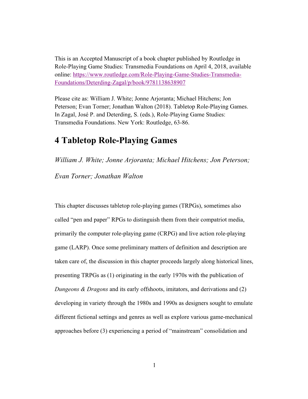 4 Tabletop Role-Playing Games