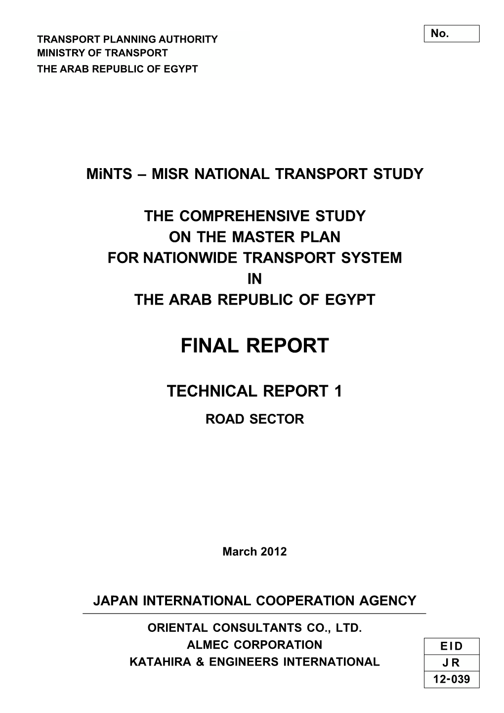 Mints – MISR NATIONAL TRANSPORT STUDY