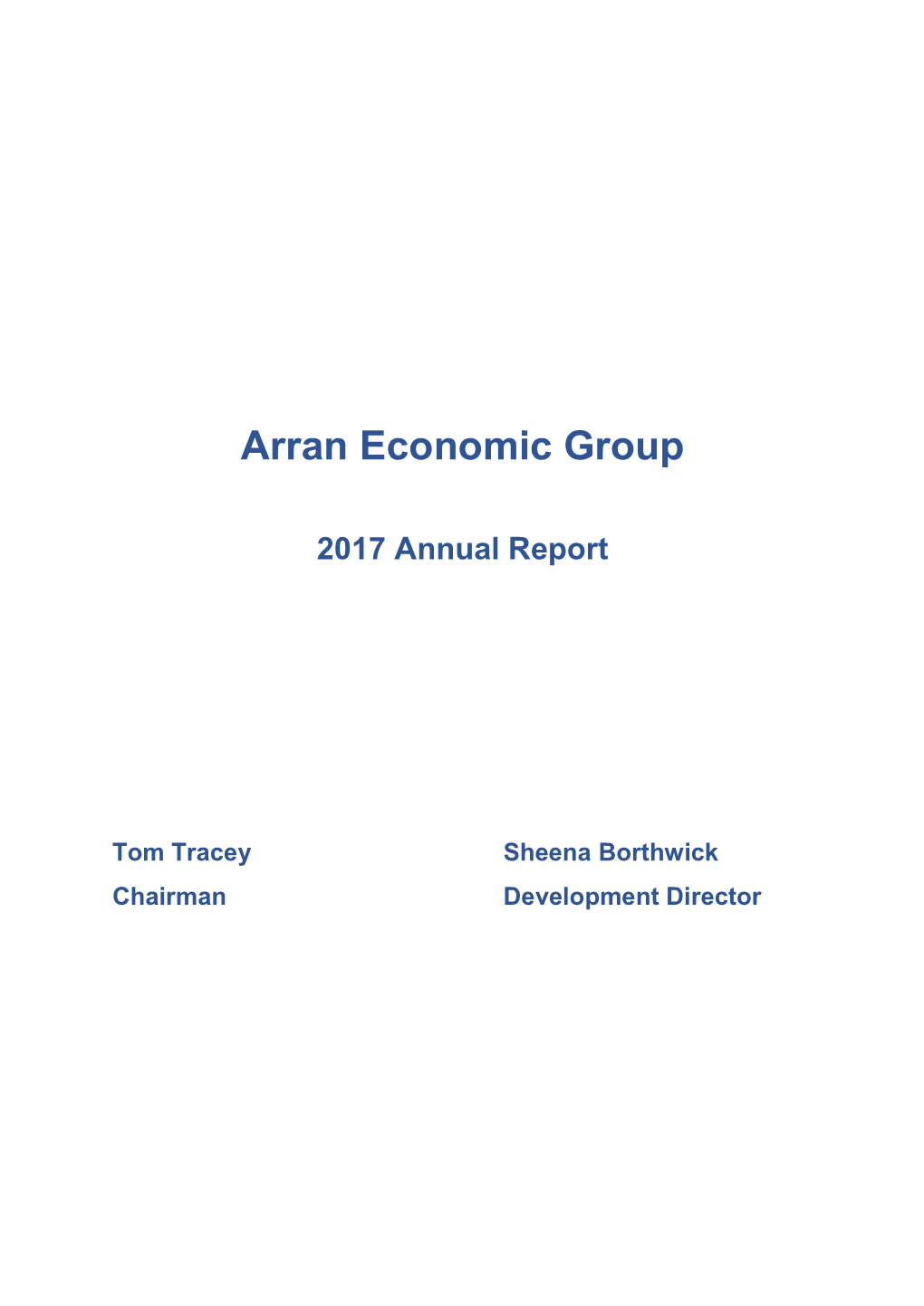 2017 Annual Report of the Arran Economic Group