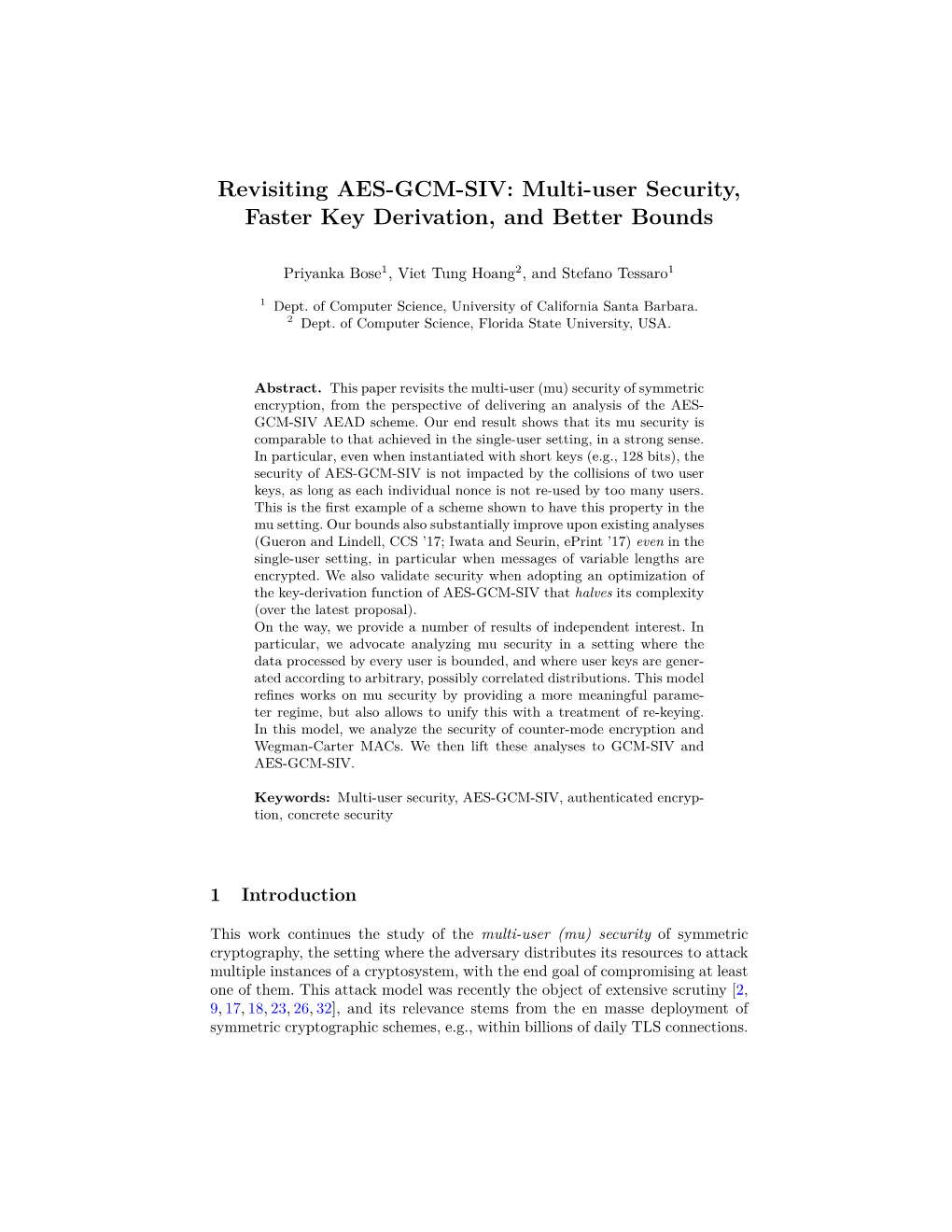 Revisiting AES-GCM-SIV: Multi-User Security, Faster Key Derivation, and Better Bounds