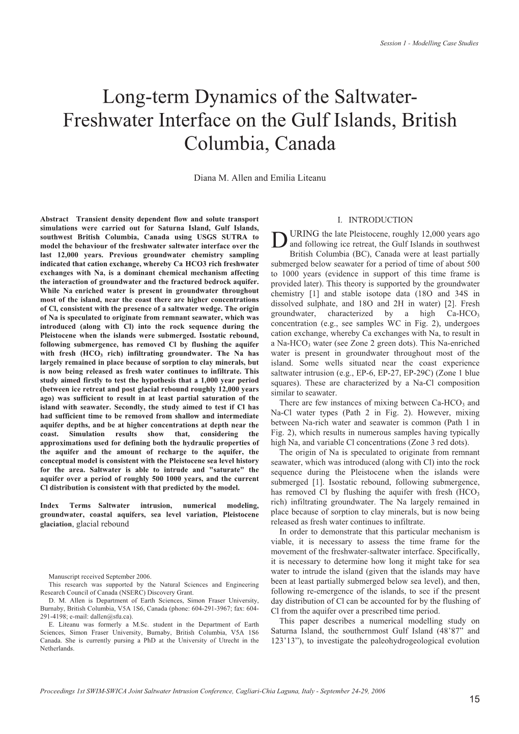 Freshwater Interface on the Gulf Islands, British Columbia, Canada