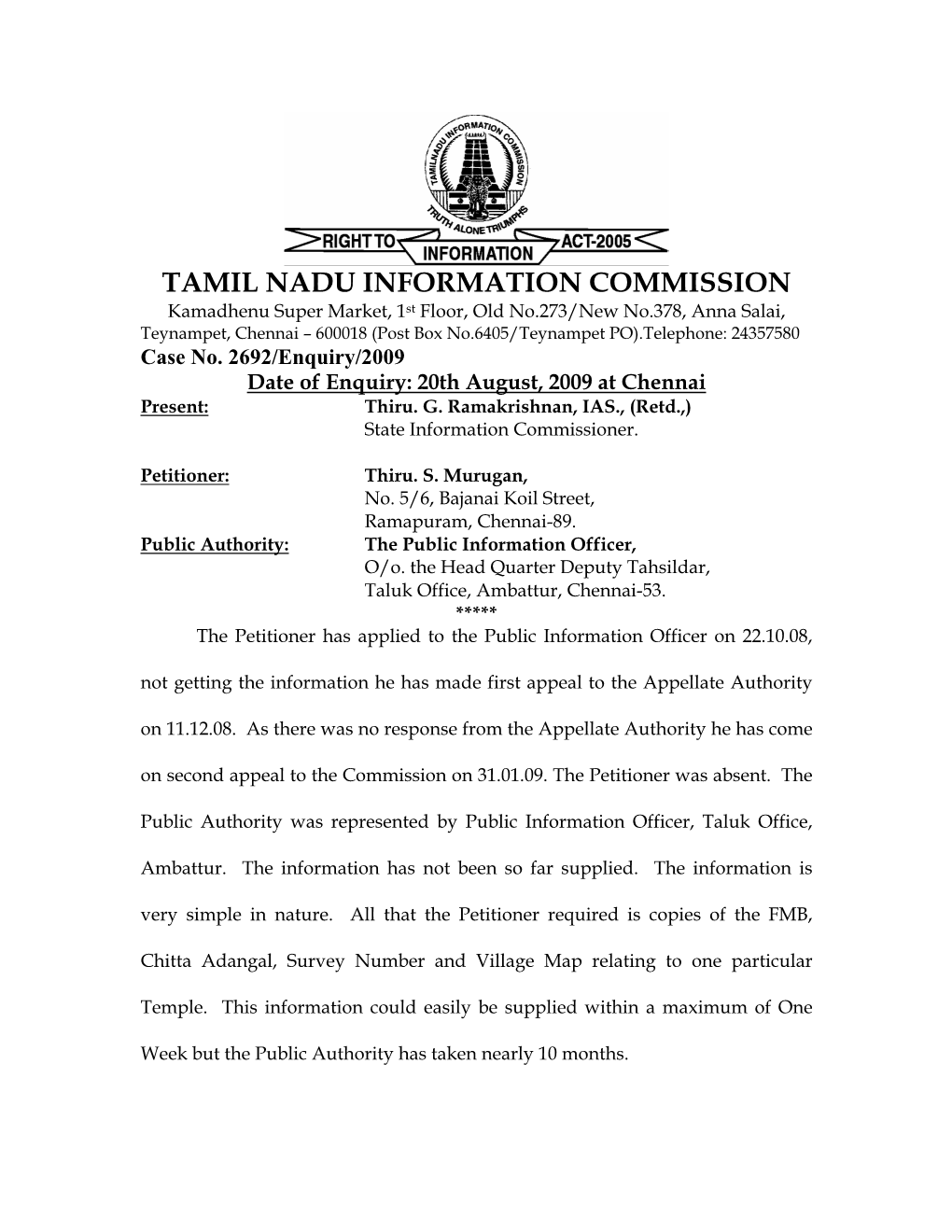 Tamil Nadu Information Commission