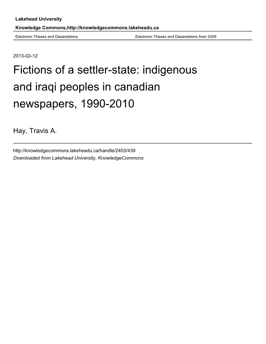 Indigenous and Iraqi Peoples in Canadian Newspapers, 1990-2010