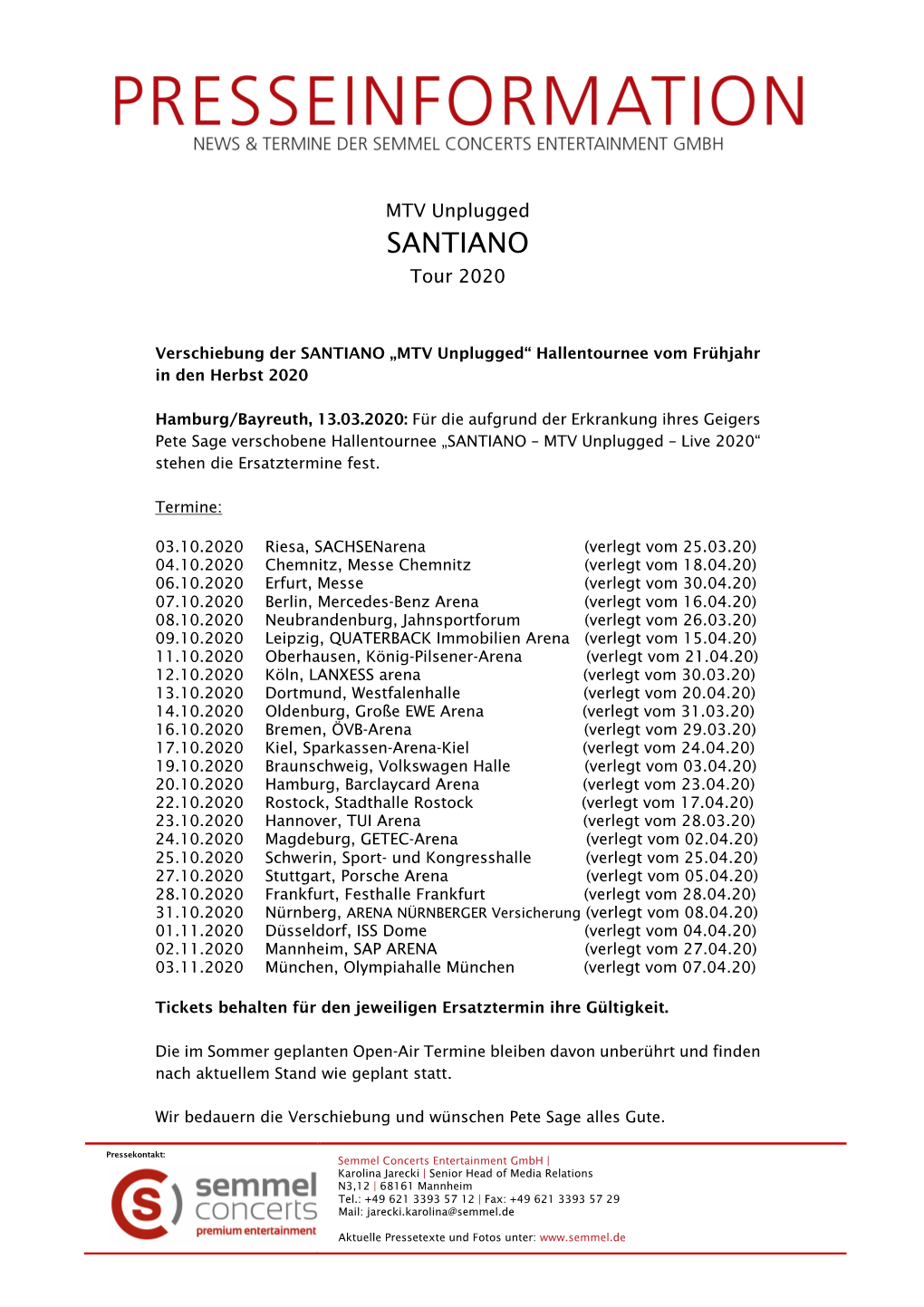 SANTIANO Tour 2020