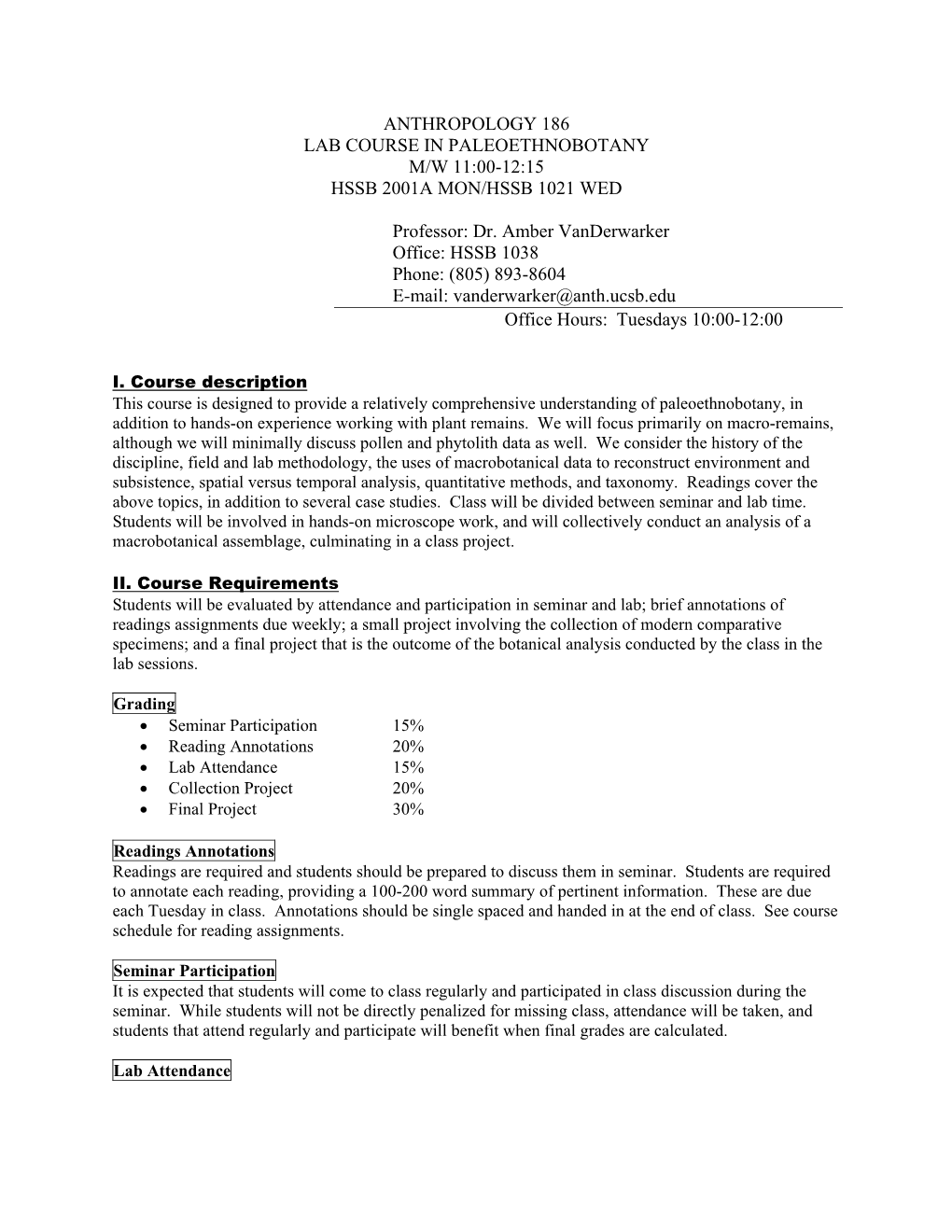 Advanced Course in Paleoethnobotany