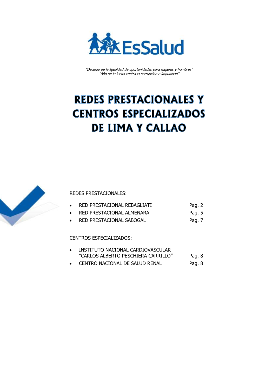 Redes Prestacionales Y Centros Especializados De Lima Y Callao