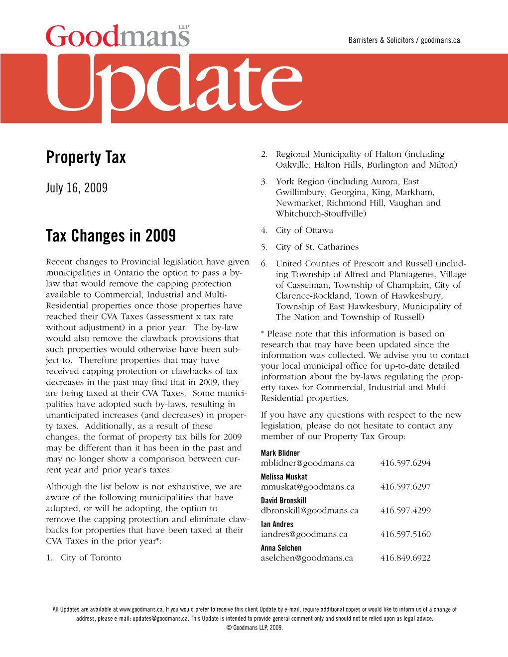 Property Tax Oakville, Halton Hills, Burlington and Milton) 3