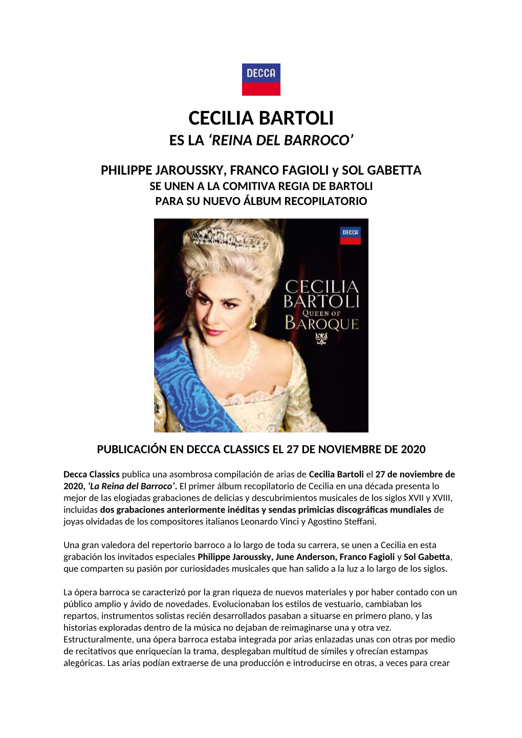 Cecilia Bartoli Es La ‘Reina Del Barroco’