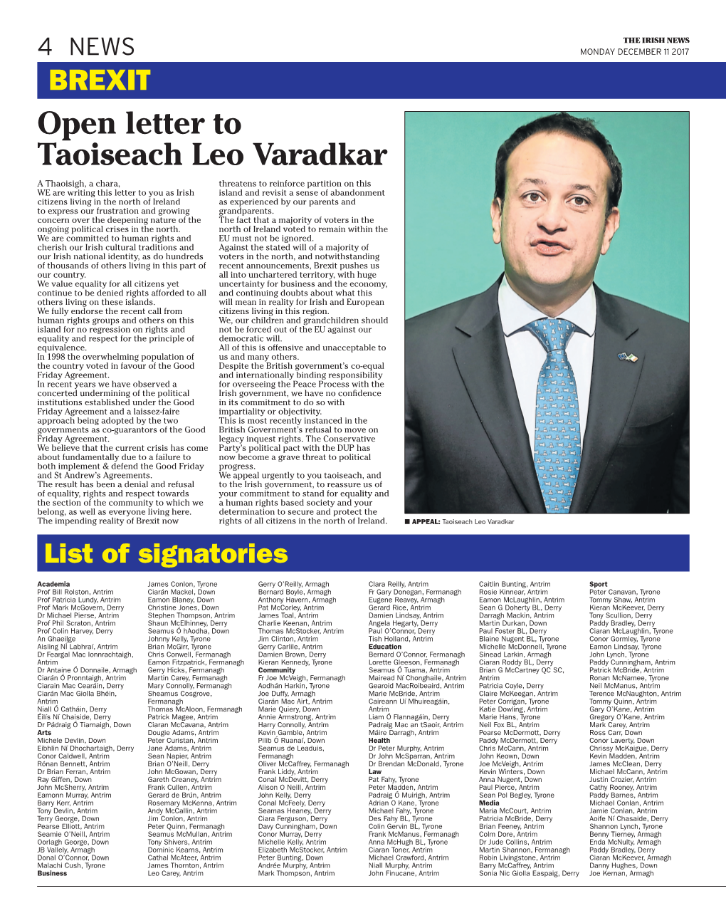 Open Letter to Taoiseach Leo Varadkar