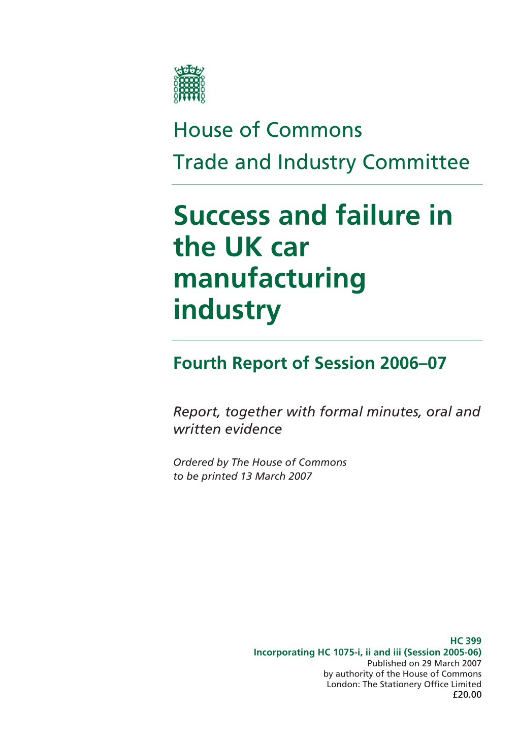 Success and Failure in the UK Car Manufacturing Industry