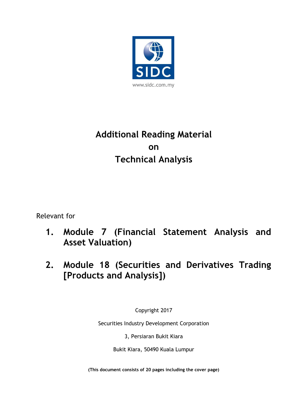 Additional Reading Material on Technical Analysis 1. Module 7