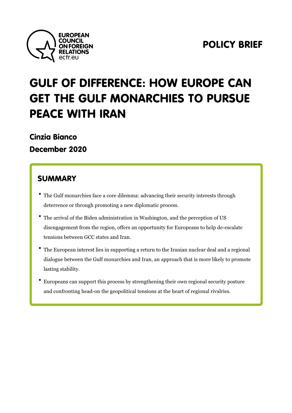 How Europe Can Get the Gulf Monarchies to Pursue Peace with Iran