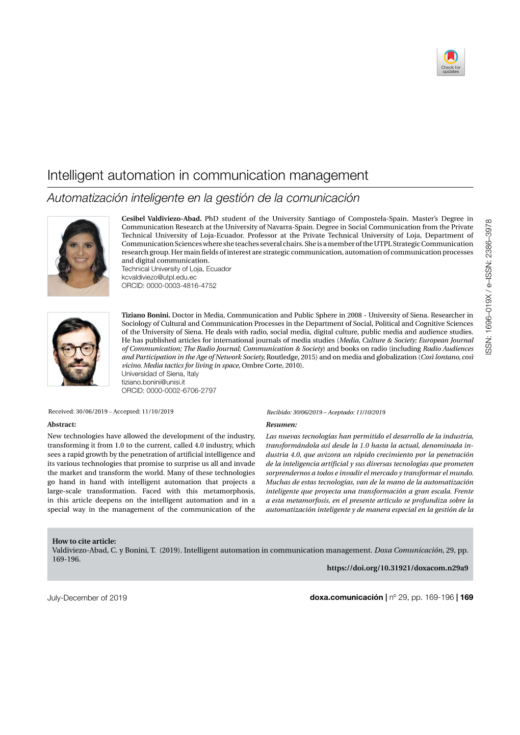 Intelligent Automation in Communication Management Automatización Inteligente En La Gestión De La Comunicación