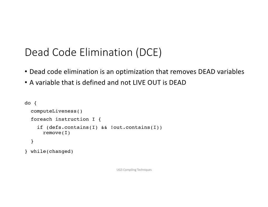 Dead Code Elimination (DCE)