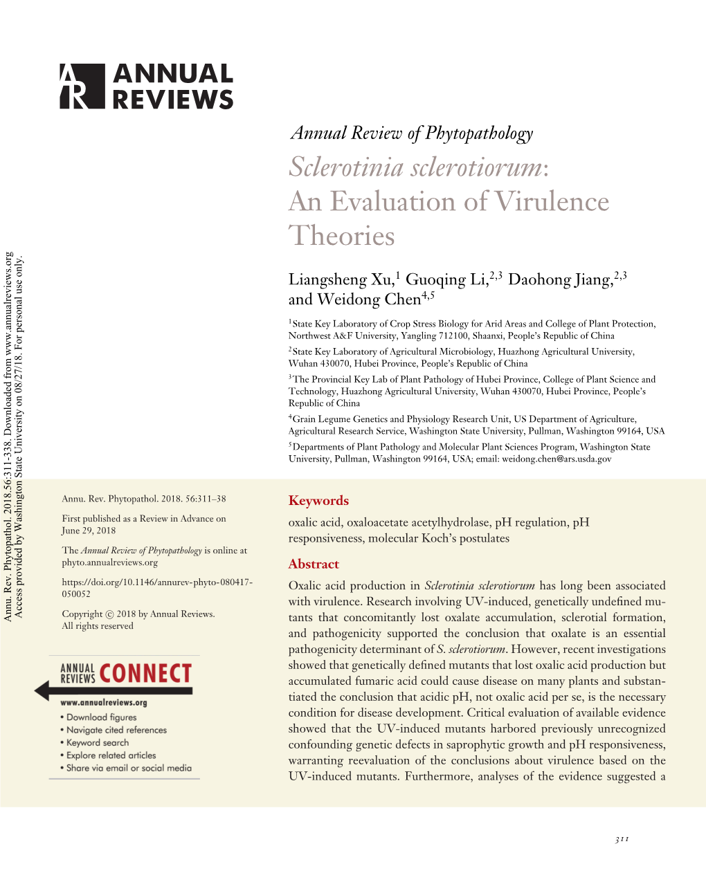 Sclerotinia Sclerotiorum: an Evaluation of Virulence Theories