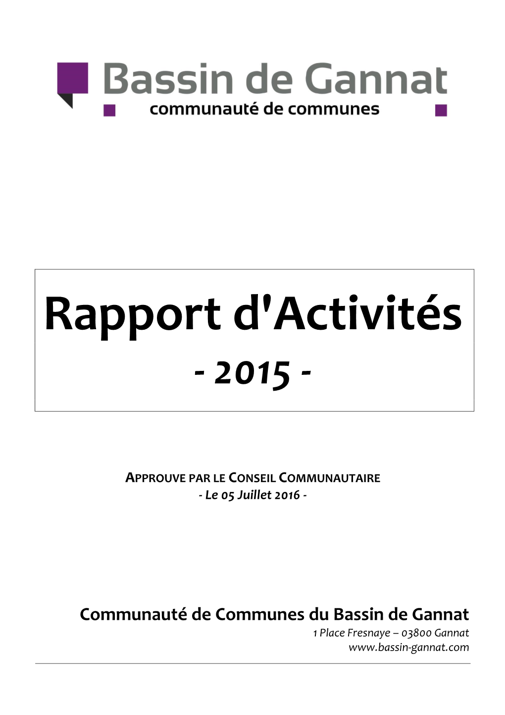 Rapport D'activités - 2015