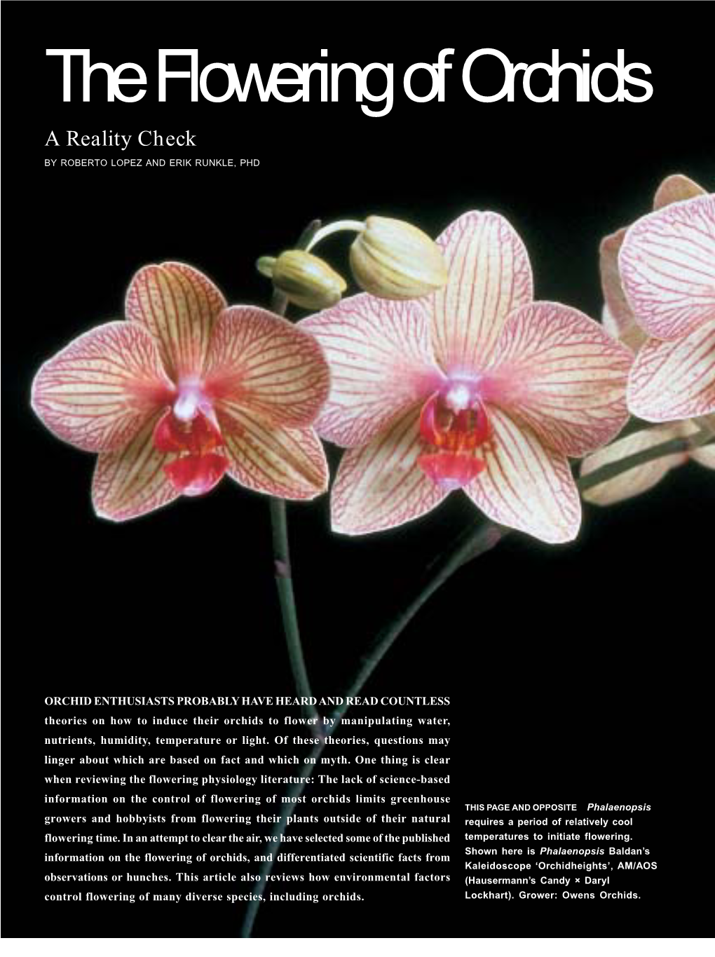 The Flowering of Orchids a Reality Check by ROBERTO LOPEZ and ERIK RUNKLE, PHD