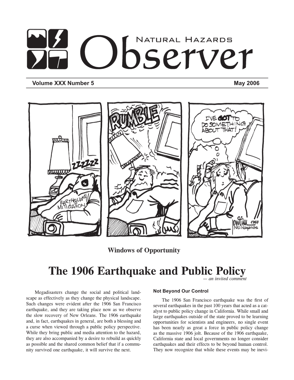 The 1906 Earthquake and Public Policy — an Invited Comment