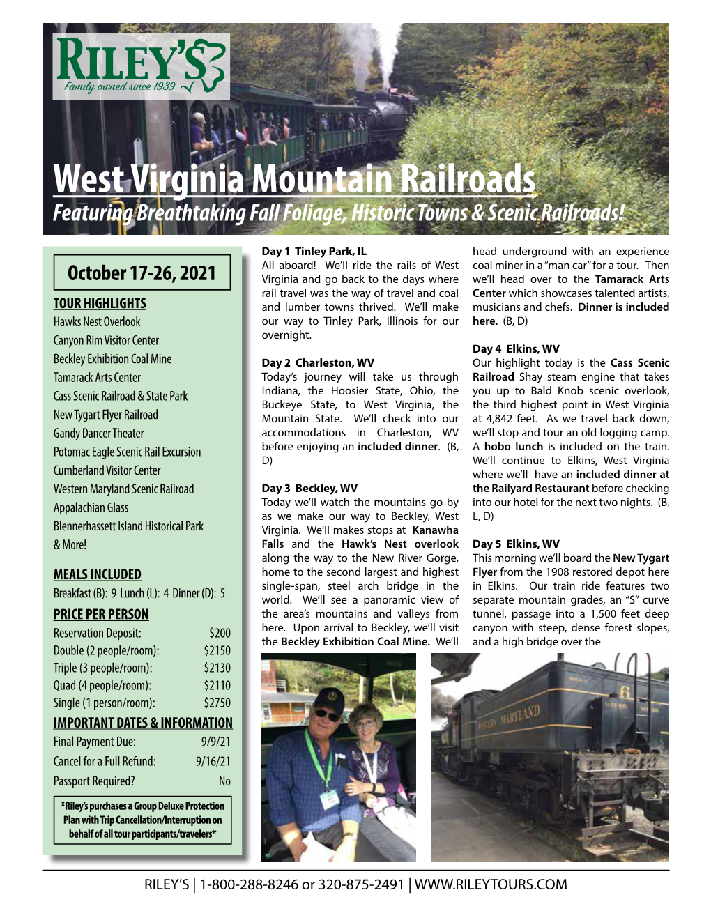 West Virginia Mountain Railroads Featuring Breathtaking Fall Foliage, Historic Towns & Scenic Railroads!