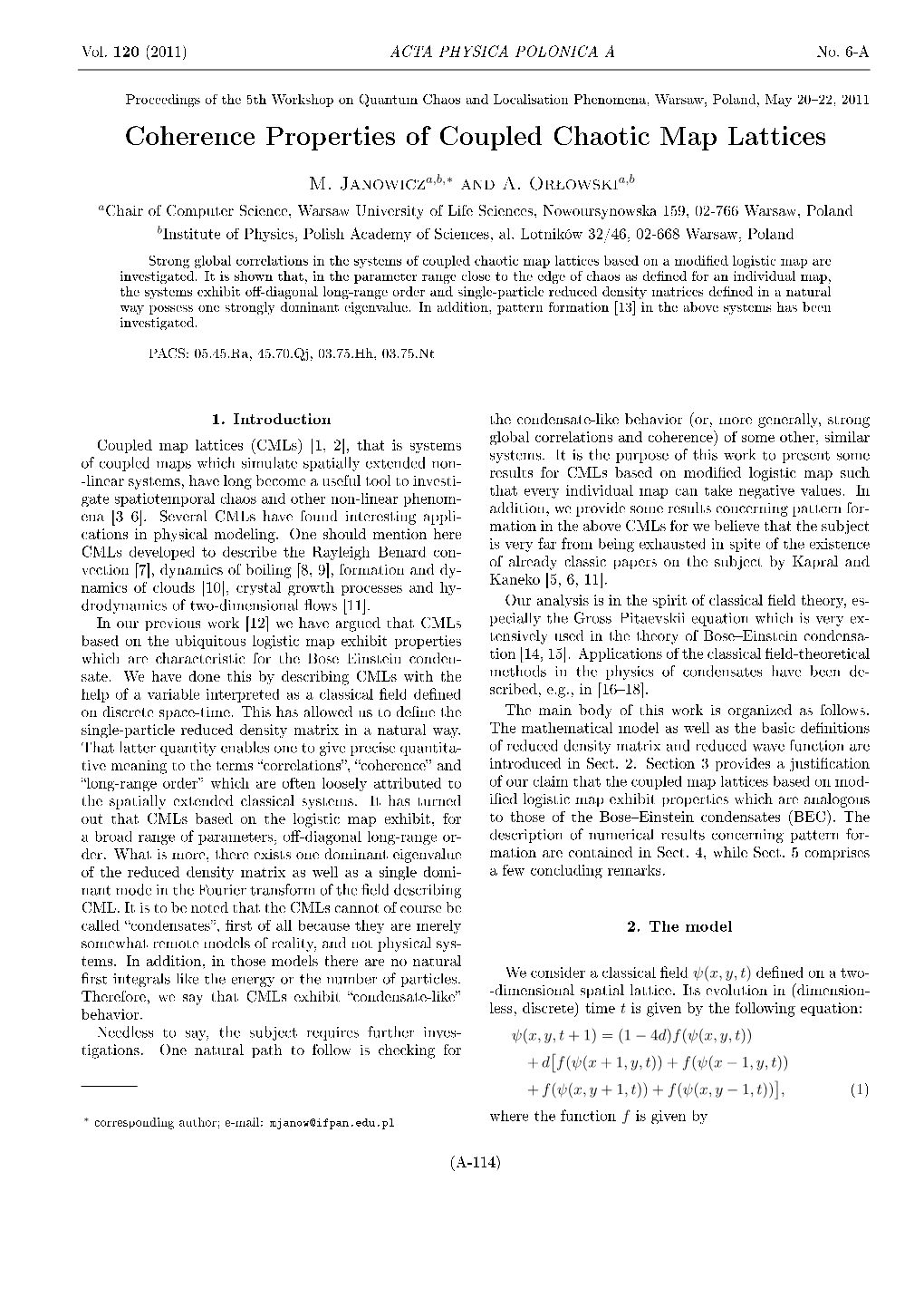 Coherence Properties of Coupled Chaotic Map Lattices