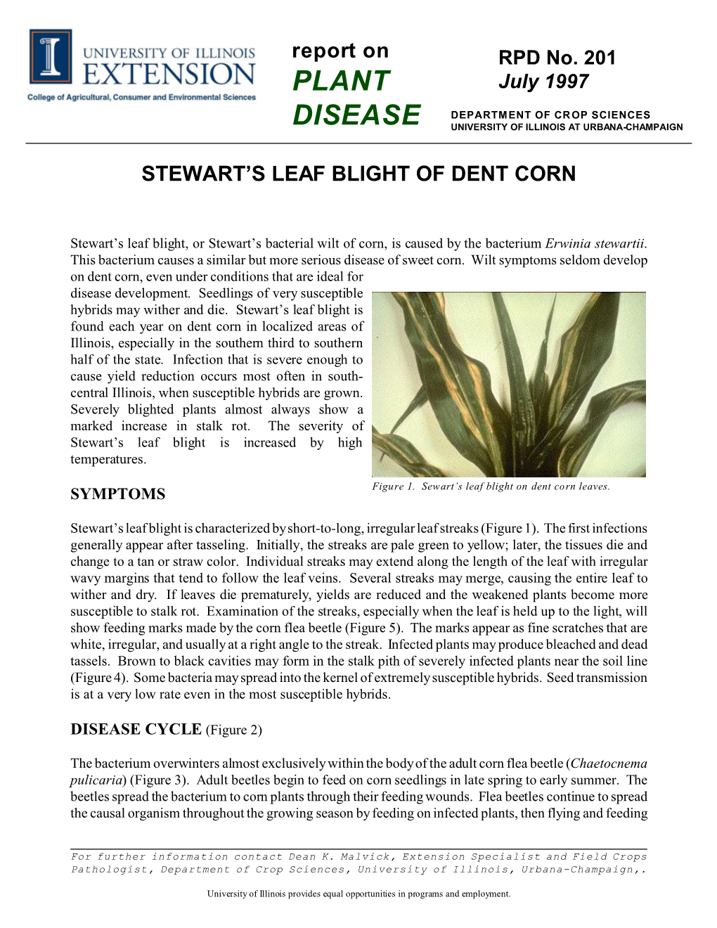 Stewart's Leaf Blight of Corn, RPD No