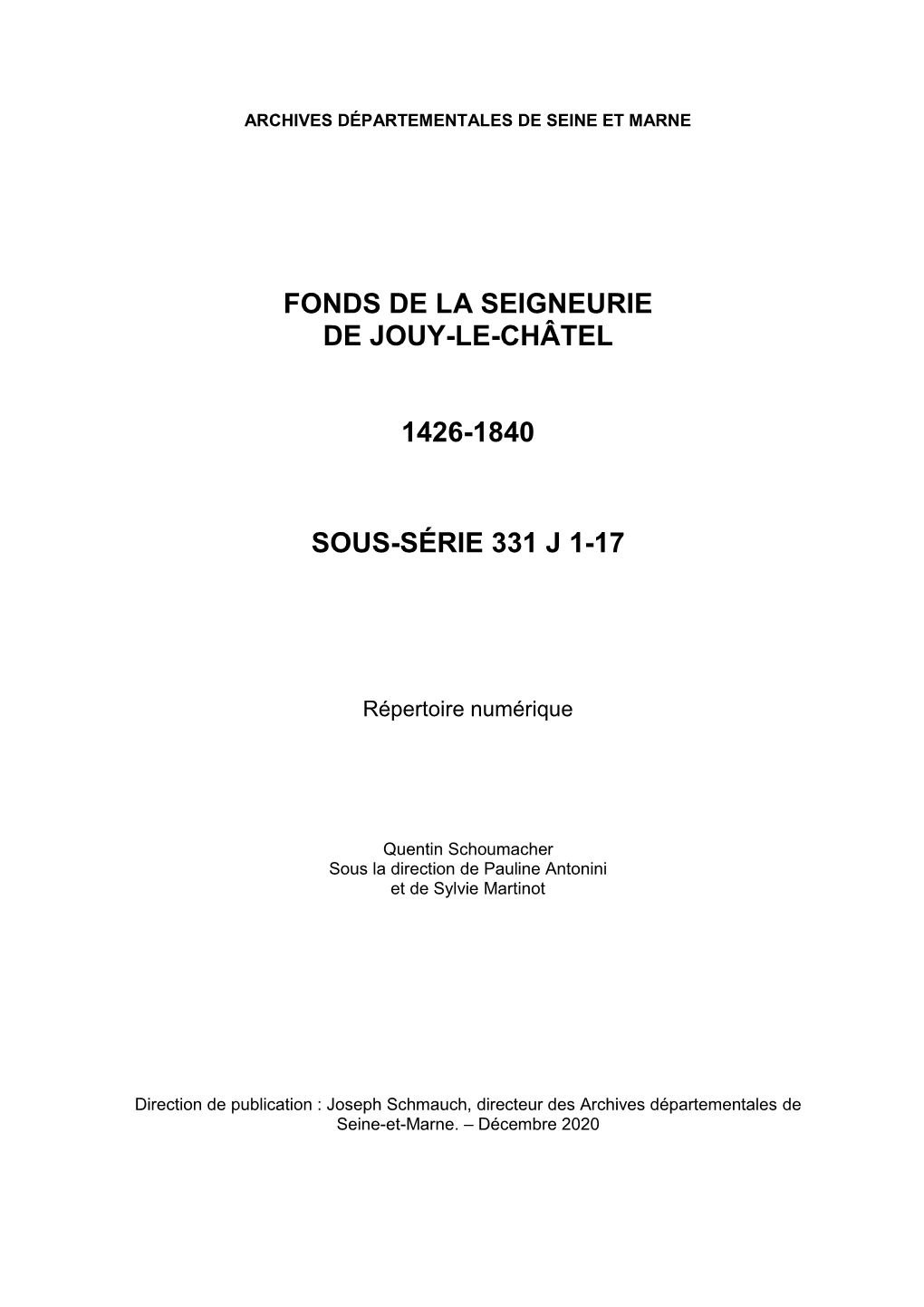 Inventaire De La Seigneurie De Jouy-Le-Châtel, 331J PDF 837.49 Ko