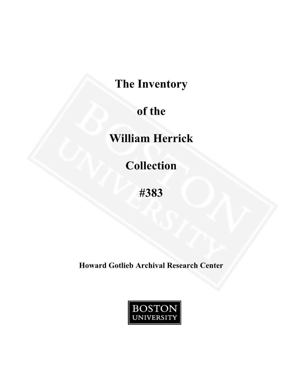 The Inventory of the William Herrick Collection #383
