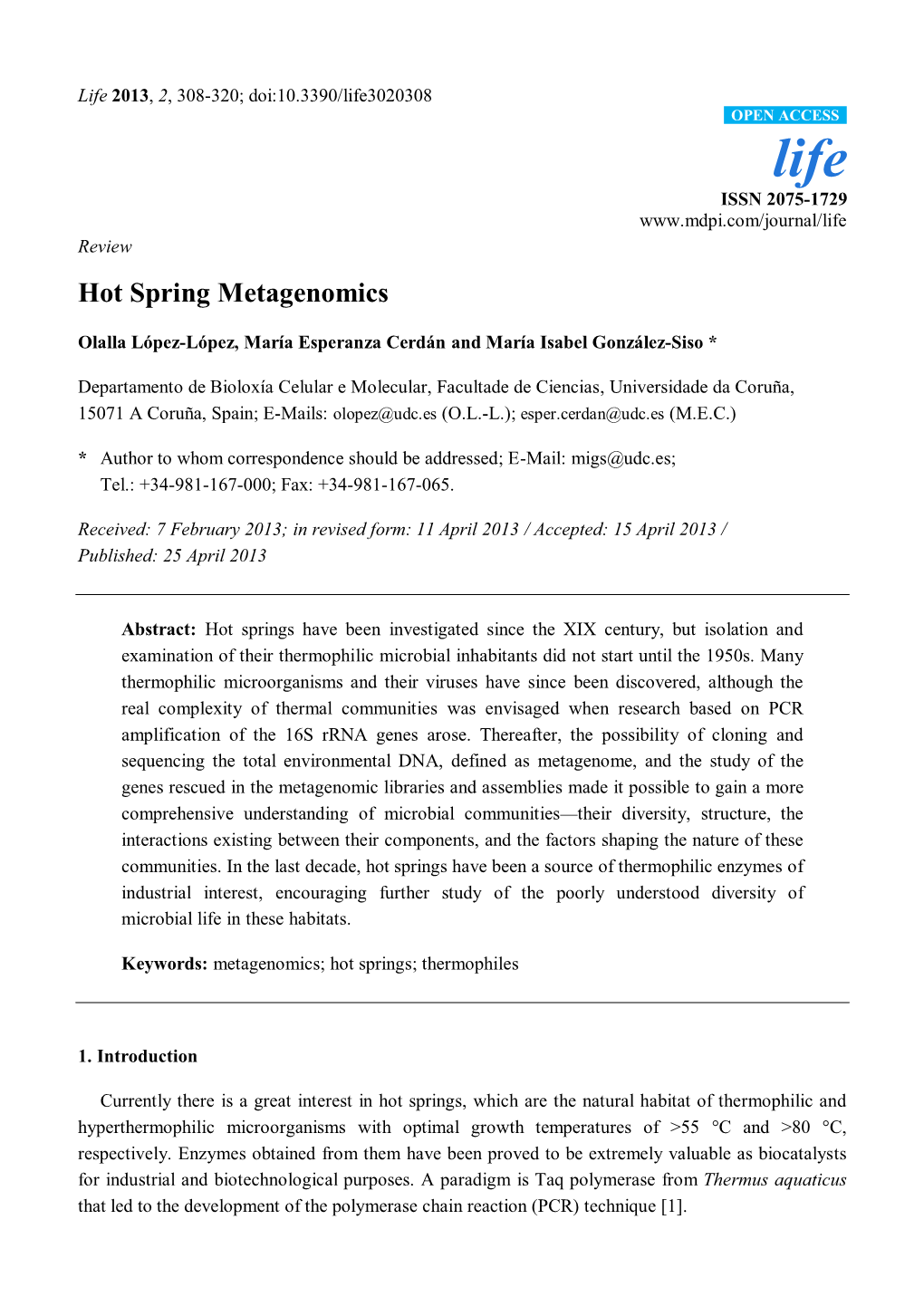 Hot Spring Metagenomics