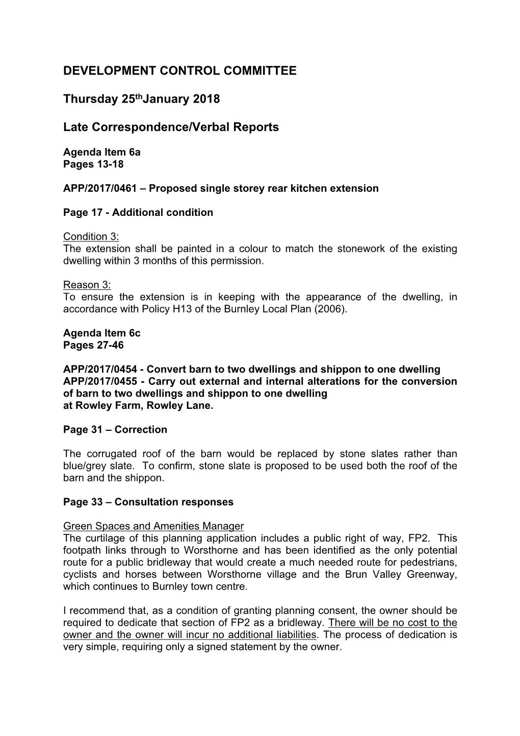 Late Correspondance DC Ctte 25 Jan 2018